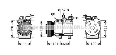 AVA QUALITY COOLING HYAK123 Компрессор кондиционера  для HYUNDAI HIGHWAY (Хендай Хигхwа)