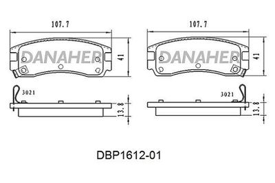DANAHER DBP1612-01 Тормозные колодки и сигнализаторы  для CHEVROLET  (Шевроле Транс)