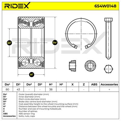 комплект колесен лагер RIDEX 654W0148
