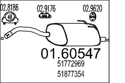Глушитель выхлопных газов конечный MTS 01.60547 для FIAT PANDA