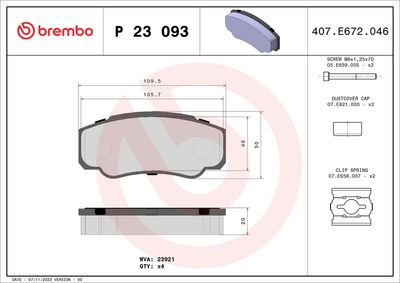 Brake Pad Set, disc brake P 23 093