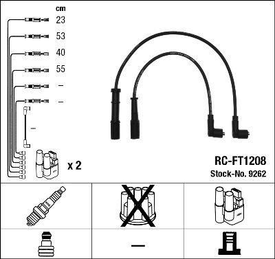 Комплект проводов зажигания NGK 9262 для FIAT PUNTO
