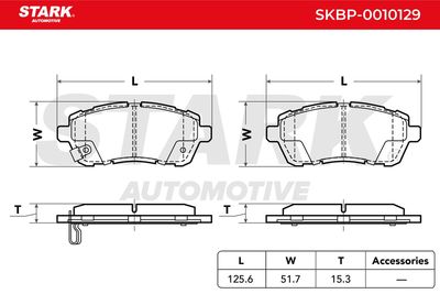 комплект спирачно феродо, дискови спирачки STARK SKBP-0010129