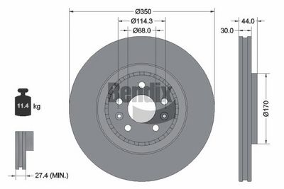 спирачен диск BENDIX Braking BDS2381