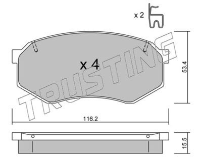 Комплект тормозных колодок, дисковый тормоз TRUSTING 487.0 для MAZDA 929