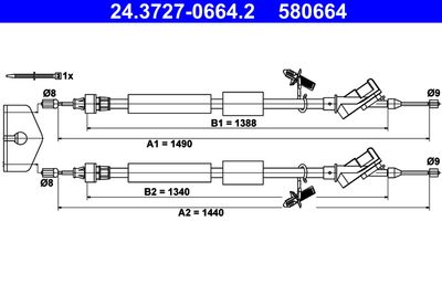 Vajer, parkeringsbroms ATE 24.3727-0664.2