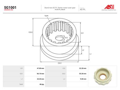 Reparasjonssett, starter AUTOSTARTER SG1001
