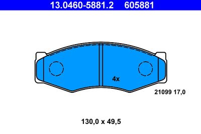 Комплект тормозных колодок, дисковый тормоз ATE 13.0460-5881.2 для NISSAN VANETTE