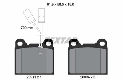 Комплект тормозных колодок, дисковый тормоз TEXTAR 2091101 для ALFA ROMEO 75