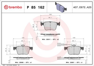 Brake Pad Set, disc brake P 85 162