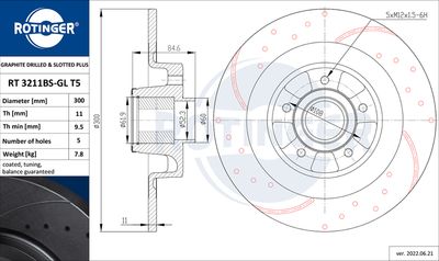 спирачен диск ROTINGER RT 3211BS-GL T5