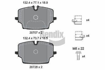 комплект спирачно феродо, дискови спирачки BENDIX Braking BPD2559