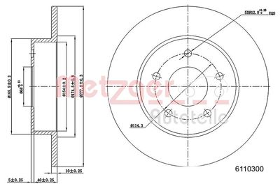 спирачен диск METZGER AUTOTEILE 6110300