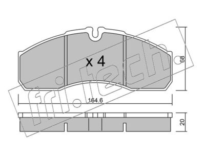 Комплект тормозных колодок, дисковый тормоз fri.tech. 594.3 для RENAULT TRUCKS MASCOTT
