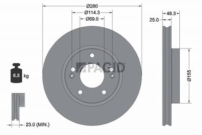 Tarcza hamulcowa PAGID 56512NC
