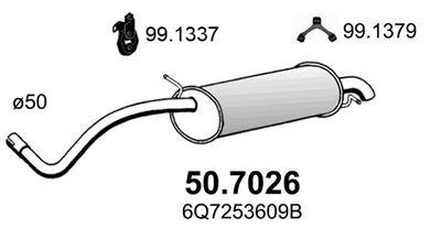 ASSO 50.7026 Глушитель выхлопных газов  для SKODA ROOMSTER (Шкода Роомстер)