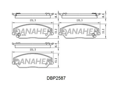 Комплект тормозных колодок, дисковый тормоз DANAHER DBP2587 для GEELY BORUI
