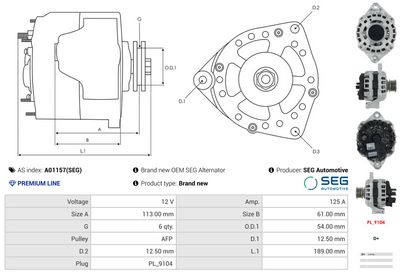 GENERATOR / ALTERNATOR AS-PL A01157SEG 4