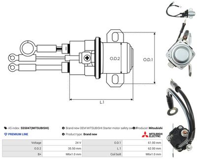 Elektromagnetický spínač, startér AS-PL SS5047(MITSUBISHI)