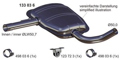 Средний глушитель выхлопных газов ERNST 133036 для VW PASSAT