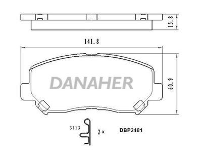 Комплект тормозных колодок, дисковый тормоз DANAHER DBP2481 для MAZDA CX-5