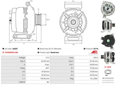 GENERATOR / ALTERNATOR AS-PL A0287 4