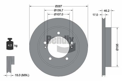 BENDIX Braking BDS1998 Тормозные диски  для SUZUKI JIMNY (Сузуки Жимн)
