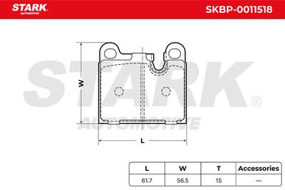 комплект спирачно феродо, дискови спирачки STARK SKBP-0011518