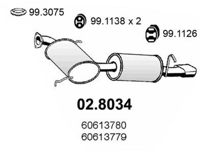 ASSO 02.8034 Глушитель выхлопных газов  для ALFA ROMEO GTV (Альфа-ромео Гтв)