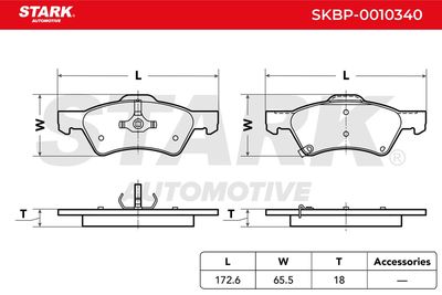 комплект спирачно феродо, дискови спирачки STARK SKBP-0010340