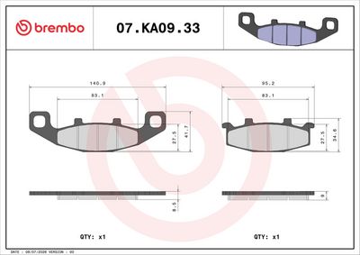 Set placute frana BREMBO 07KA0933