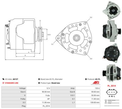 GENERATOR / ALTERNATOR AS-PL A6127 4
