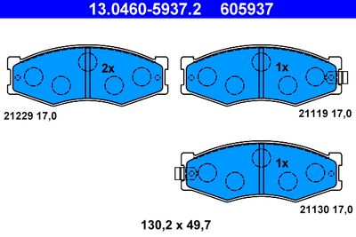 Комплект тормозных колодок, дисковый тормоз ATE 13.0460-5937.2 для NISSAN PRAIRIE