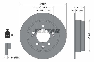 TEXTAR 92161703 Тормозные диски  для KIA CEED (Киа Кеед)