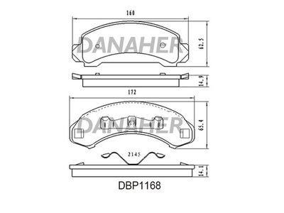 Комплект тормозных колодок, дисковый тормоз DANAHER DBP1168 для FORD USA AEROSTAR
