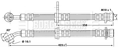 BORG & BECK BBH6744 Тормозной шланг  для HONDA ACCORD VI (CK, CG, CH, CF) 2.0 i (CG9)