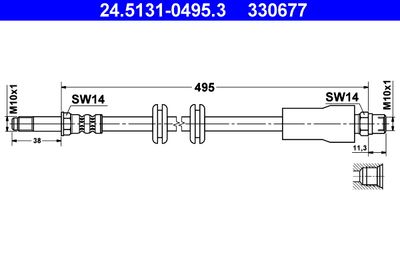Тормозной шланг ATE 24.5131-0495.3 для MERCEDES-BENZ VITO