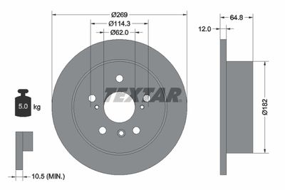 TEXTAR 92139800 Тормозные диски  для TOYOTA AVALON (Тойота Авалон)