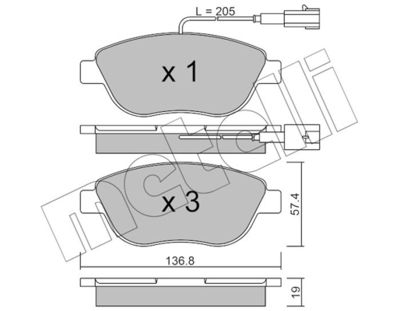 Комплект тормозных колодок, дисковый тормоз METELLI 22-0322-0 для CITROËN NEMO