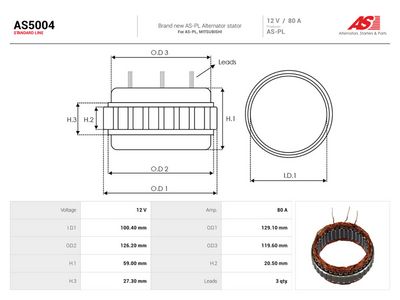 Stator, dynamo AS-PL AS5004