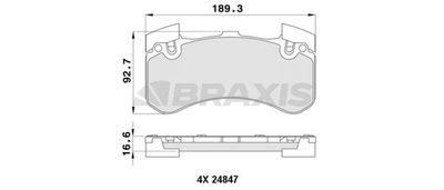 Комплект тормозных колодок, дисковый тормоз BRAXIS AA0420 для AUDI A7