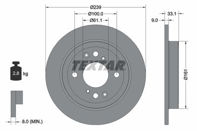 Тормозной диск TEXTAR 92304403 для HONDA JAZZ