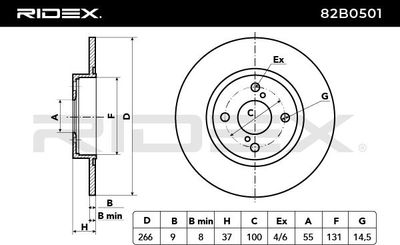спирачен диск RIDEX 82B0501
