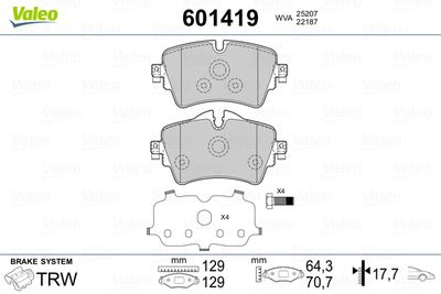 Комплект тормозных колодок, дисковый тормоз VALEO 601419 для BMW X2