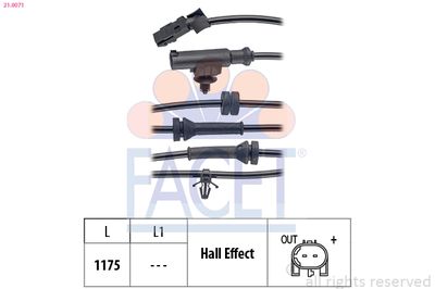 Czujnik, prędkość obrotowa koła FACET 21.0071