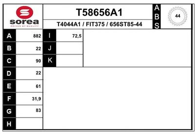 Приводной вал EAI T58656A1 для FIAT PALIO