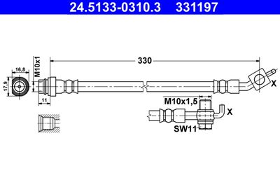 Тормозной шланг ATE 24.5133-0310.3 для VOLVO S80
