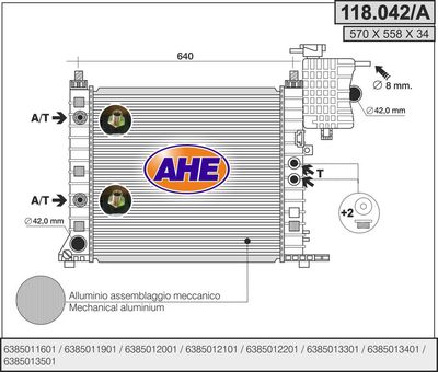 Радиатор, охлаждение двигателя AHE 118.042/A для MERCEDES-BENZ V-CLASS