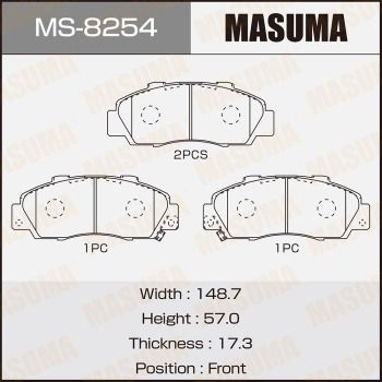 Комплект тормозных колодок MASUMA MS-8254 для HONDA INTEGRA
