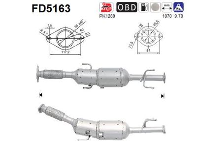 Filtr sadzy / filtr cząstek stałych, układ wydechowy AS 20010BJ91B